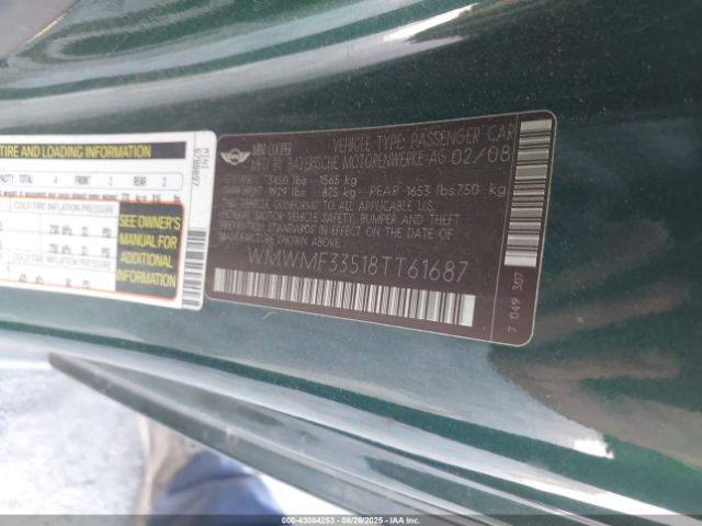 2008 MINI COOPER WMWMF33518TT61687 Photo 8