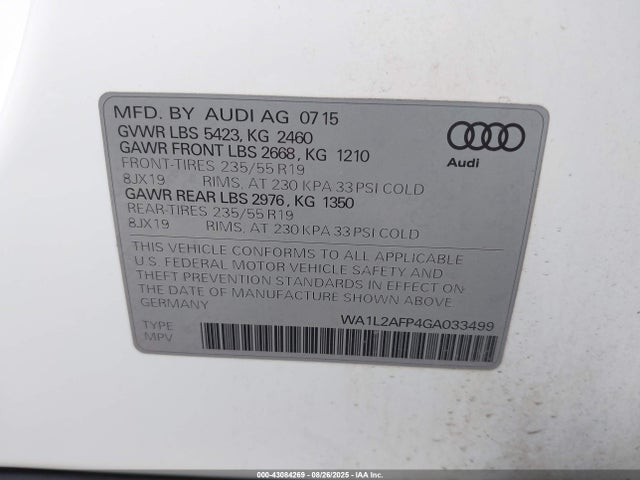 2016 AUDI Q5 WA1L2AFP4GA033499 Photo 8