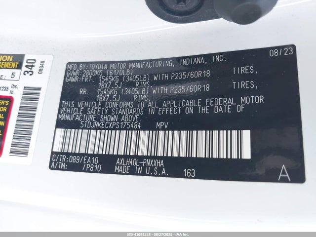 5TDJRKECXPS175484 Toyota a25a-fxs, 5nm