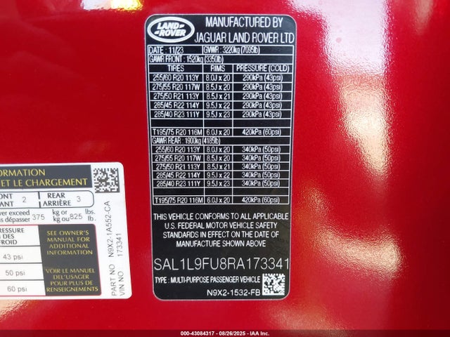 SAL1L9FU8RA173341 Land Rover aj20p6