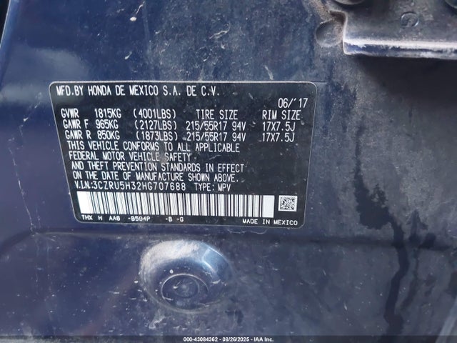 3CZRU5H32HG707688 Honda r18z9