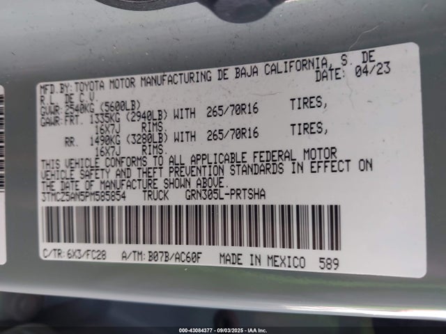 3TMCZ5AN5PM585854 Toyota 2gr-fks