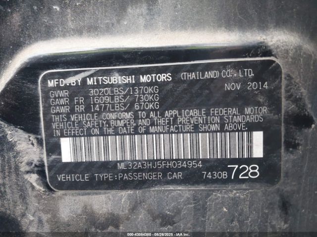 2015 MITSUBISHI MIRAGE ML32A3HJ5FH034954 Photo 8