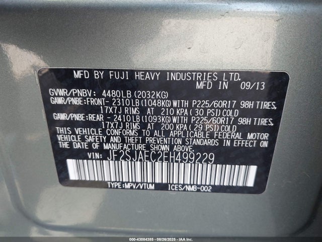 Subaru 2.5na u5 2014 JF2SJAEC2EH499229 Image 9