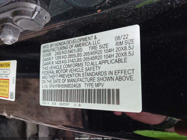 Honda j35y6 2022 5FNYF8H59NB024628 Image 9