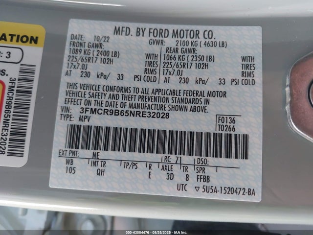 3FMCR9B65NRE32028 Ford dragon