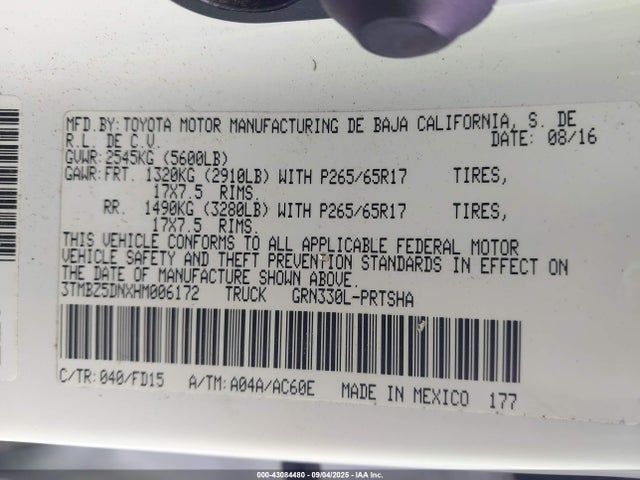 Toyota 2gr-fks 2017 3TMBZ5DNXHM006172 Image 9