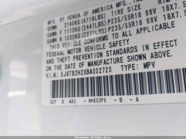 2011 ACURA RDX 5J8TB2H2XBA002720 Photo 8