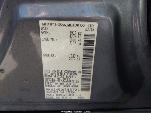 Nissan 2016 2016 1N4AL3AP1GN343721 Image 9