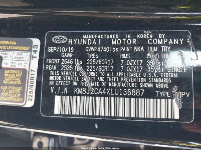 2020 HYUNDAI TUCSON KM8J2CA4XLU136887 Photo 8