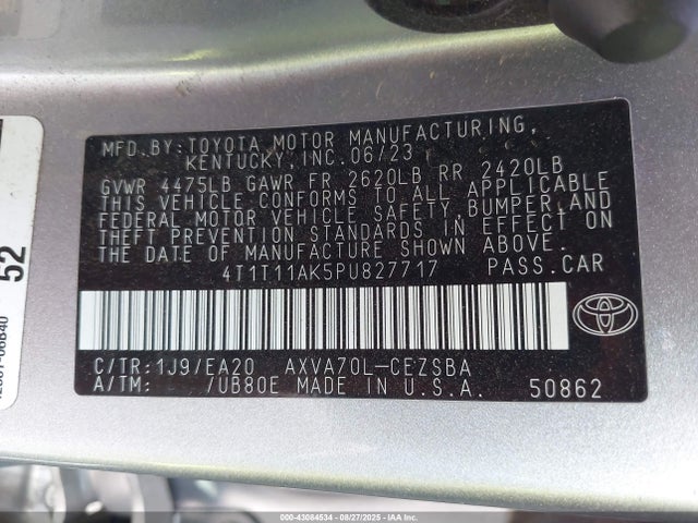 4T1T11AK5PU827717 Toyota a25a-fks