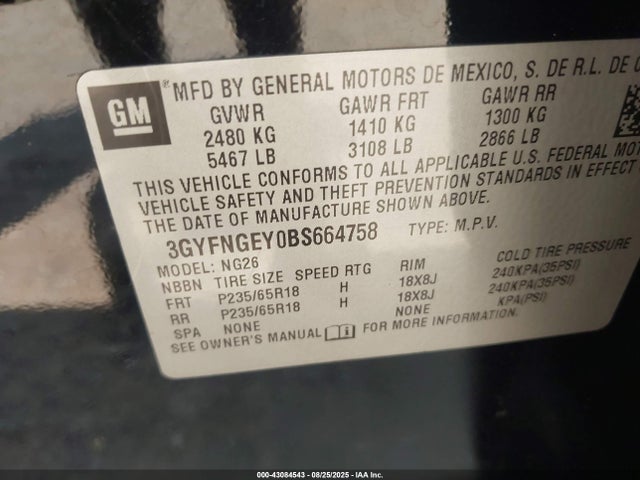 2011 CADILLAC SRX 3GYFNGEY0BS664758 Photo 8