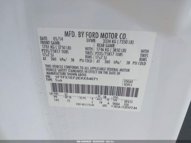 Ford F-150 2014 1FTFX1EF2EKE64671 Image 9
