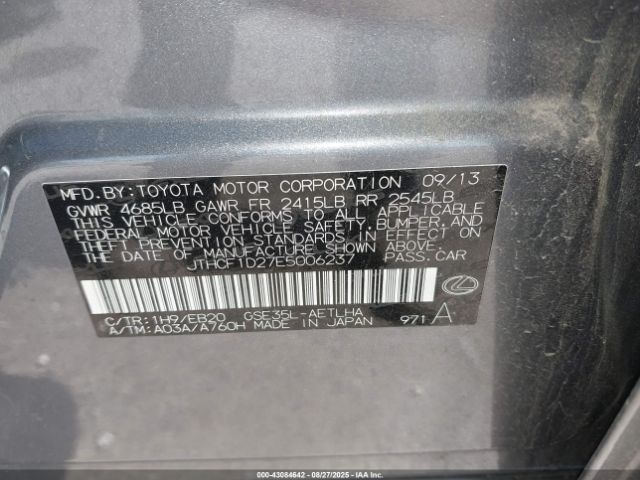 2014 LEXUS IS 250 JTHCF1D27E5006237 Photo 8