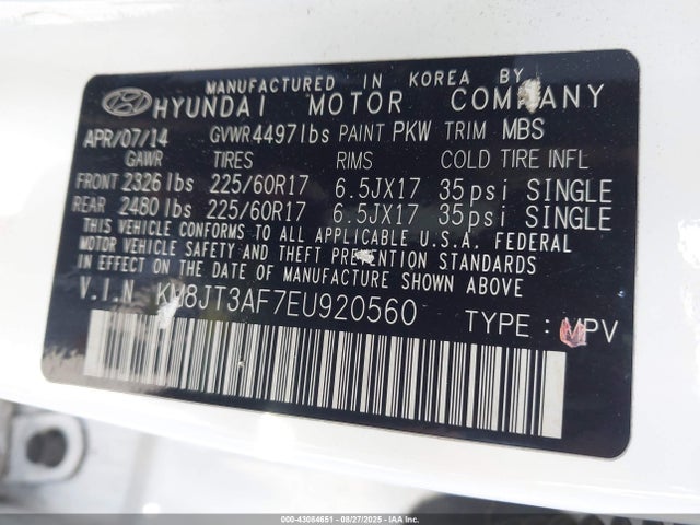 KM8JT3AF7EU920560 Hyundai gdi nu
