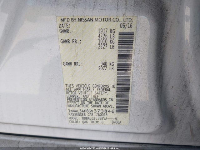 1N4AL3AP6GN373846 Nissan Altima