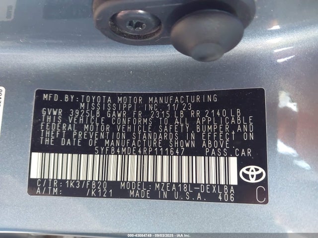 5YFB4MDE4RP111647 Toyota m20a-fks