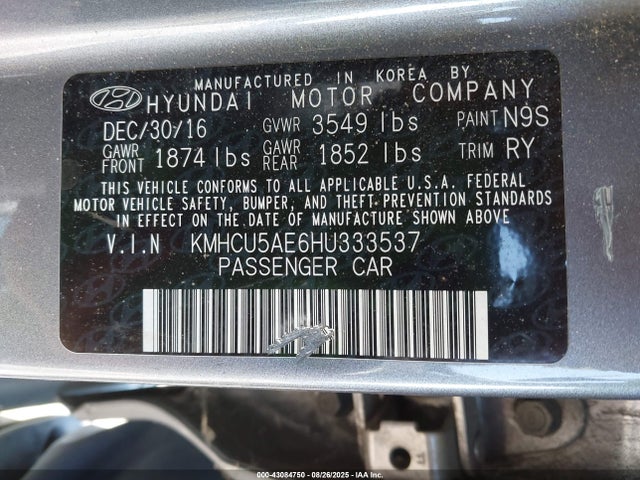 KMHCU5AE6HU333537 Hyundai Accent