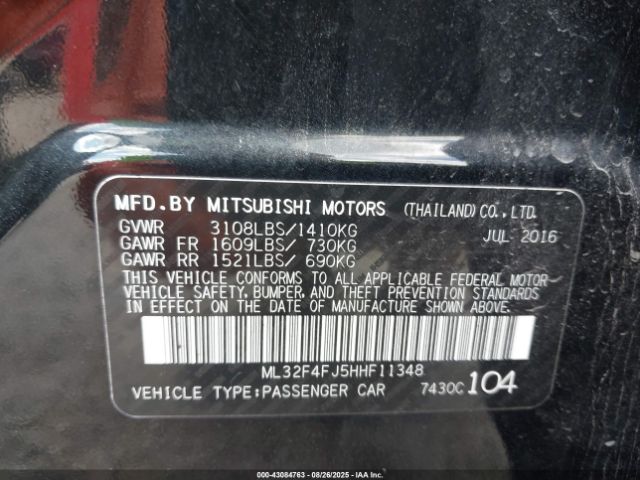 2017 MITSUBISHI MIRAGE G4 ML32F4FJ5HHF11348 Photo 8