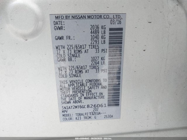 Nissan 2016 2016 5N1AT2MT6GC826061 Image 9