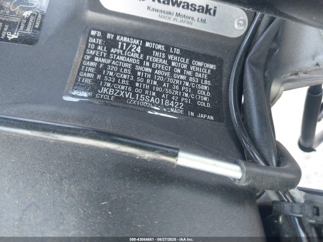 JKBZXVL15SA018422 Kawasaki Ninja Zx-10r
