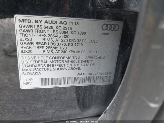 2019 AUDI Q7 WA1LHAF77KD019246 Photo 8