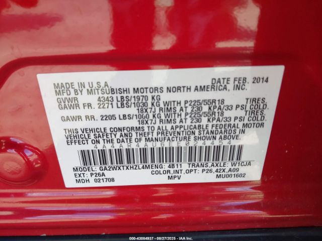 2014 MITSUBISHI OUTLANDER SPORT 4A4AR4AU6EE024454 Photo 8