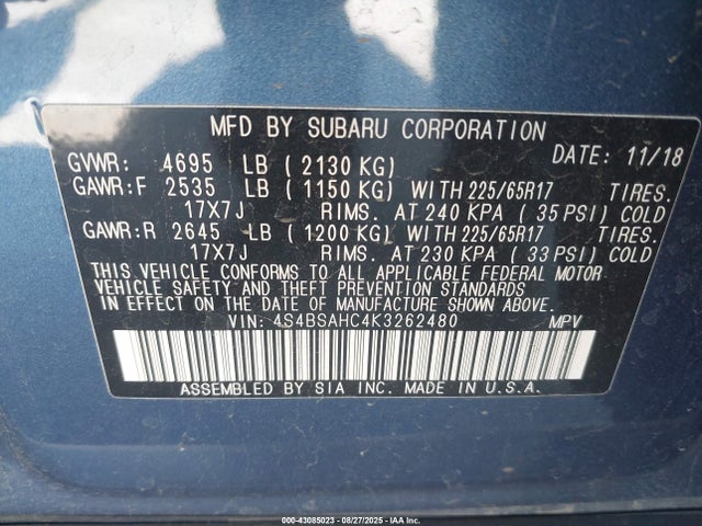 4S4BSAHC4K3262480 Subaru na u5