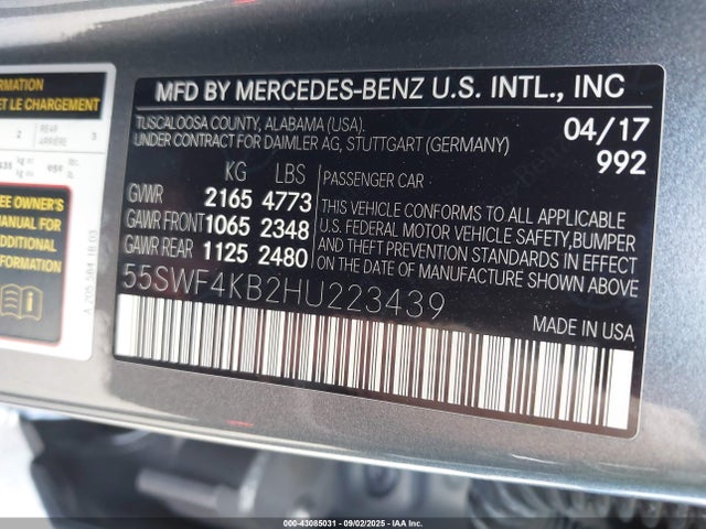55SWF4KB2HU223439 Mercedes-Benz 2017