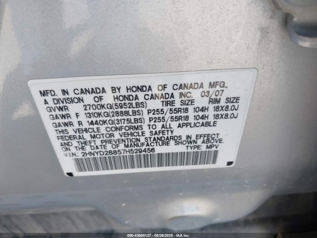 2007 ACURA MDX 2HNYD28857H529456 Photo 8