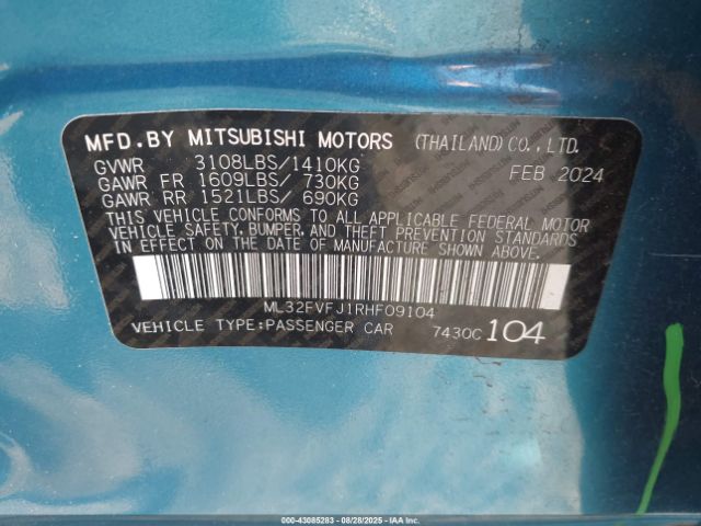 2024 MITSUBISHI MIRAGE G4 ML32FVFJ1RHF09104 Photo 8
