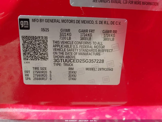 3GTUUCED2SG357228 GMC l84