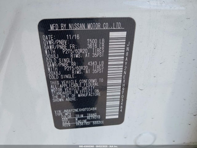 JN8AY2NEXH9703484 Nissan 2017