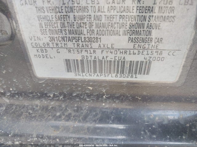 Nissan Versa 2015 3N1CN7AP5FL830281 Image 9
