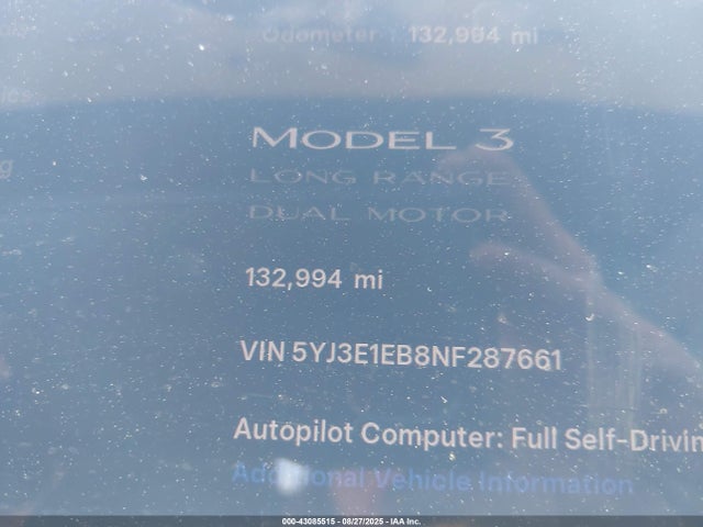 2022 TESLA MODEL 3 5YJ3E1EB8NF287661 Photo 6