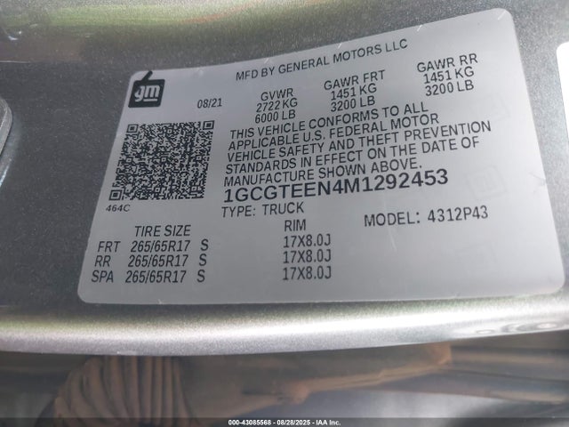 1GCGTEEN4M1292453 Chevrolet lgz - di, vvt, alum, var2, gen 2