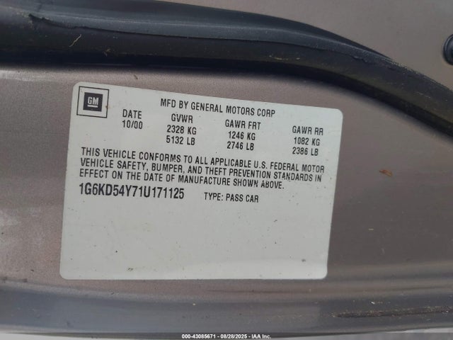 2001 CADILLAC DEVILLE 1G6KD54Y71U171125 Photo 8