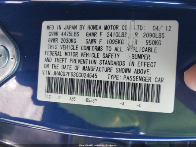 2012 ACURA TSX JH4CU2F63CC024545 Photo 8