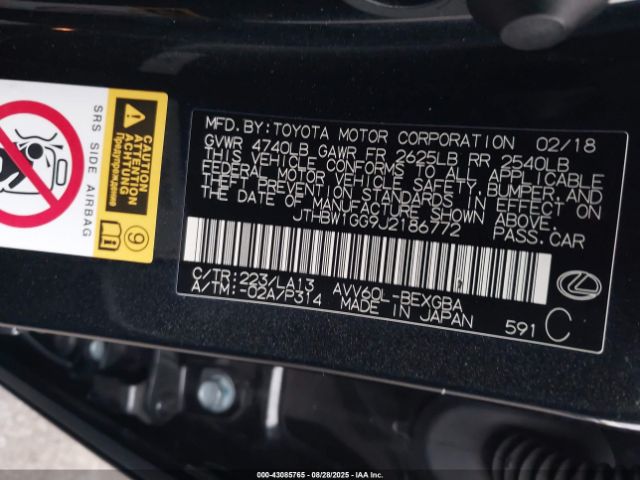 2018 LEXUS ES 300H JTHBW1GG9J2186772 Photo 8