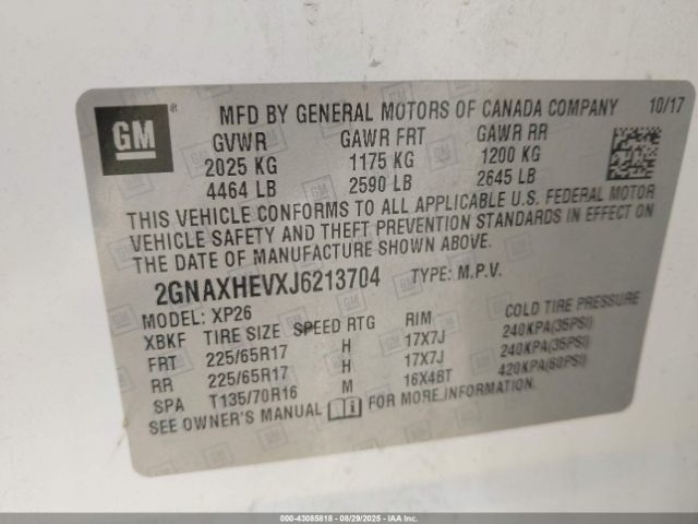 2018 CHEVROLET EQUINOX 2GNAXHEVXJ6213704 Photo 8