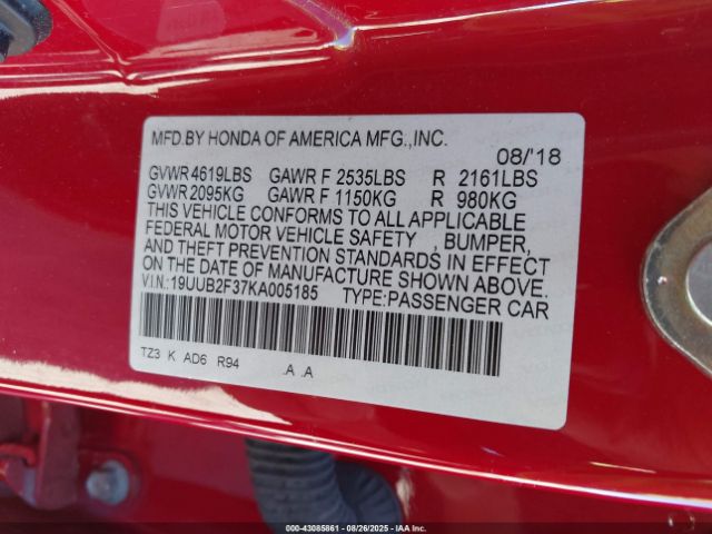 2019 ACURA TLX 19UUB2F37KA005185 Photo 8