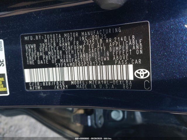 Toyota COROLLA LE 2025 5YFB4MDE6SP281224 Image 9