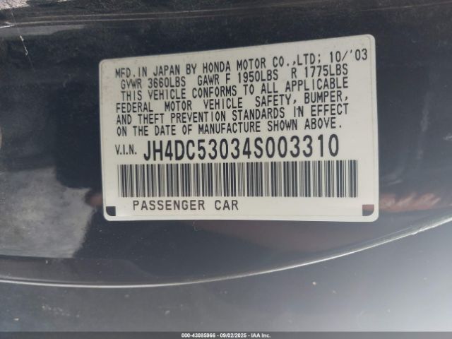 2004 ACURA RSX JH4DC53034S003310 Photo 8