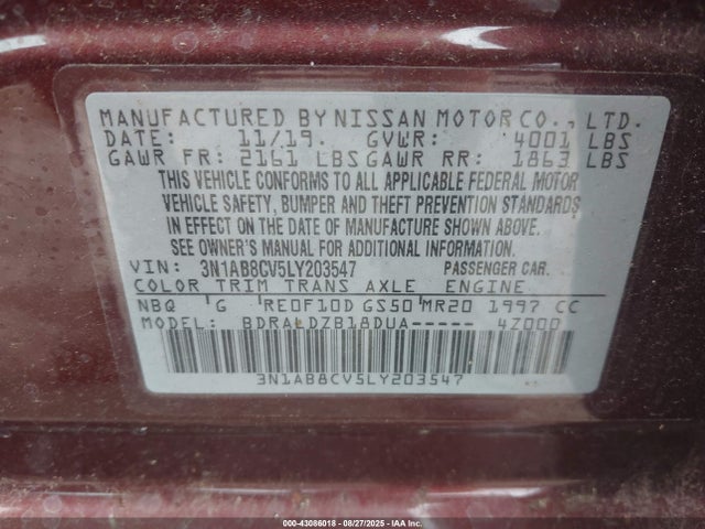 3N1AB8CV5LY203547 Nissan Sentra