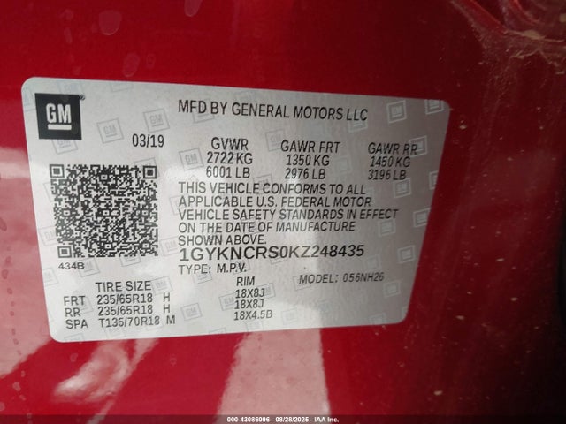 2019 CADILLAC XT5 1GYKNCRS0KZ248435 Photo 8