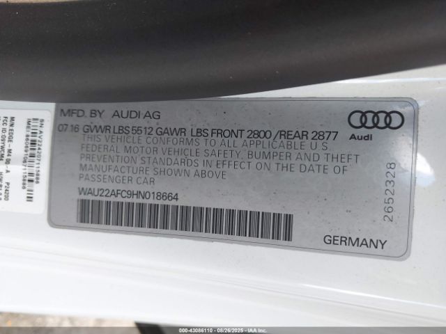 2017 AUDI A7 WAU22AFC9HN018664 Photo 8