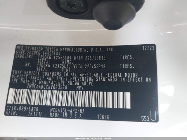 7MUEAABGXRV083570 Toyota m20a-fks