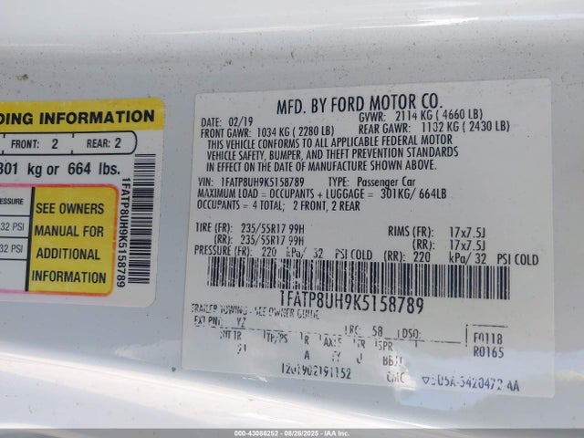 1FATP8UH9K5158789 Ford 4v
