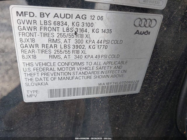 2007 AUDI Q7 WA1BY74L07D068228 Photo 8