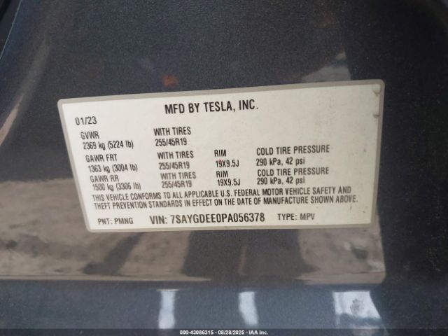 2023 TESLA MODEL Y 7SAYGDEE0PA056378 Photo 8